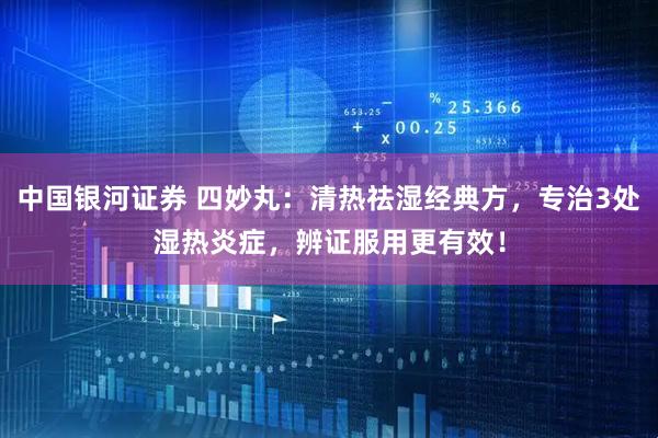 中国银河证券 四妙丸：清热祛湿经典方，专治3处湿热炎症，辨证服用更有效！